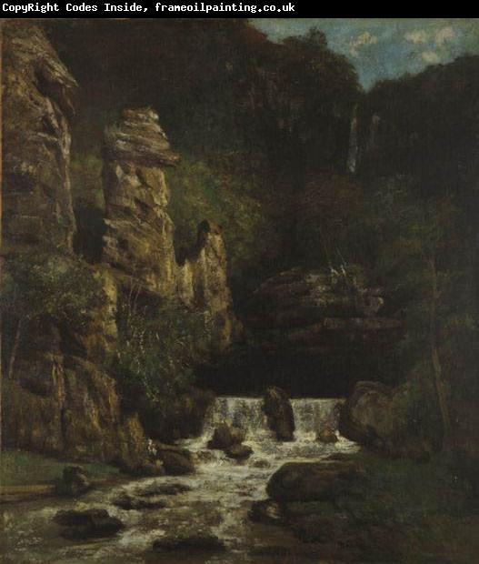 Gustave Courbet Landscape with Waterfall